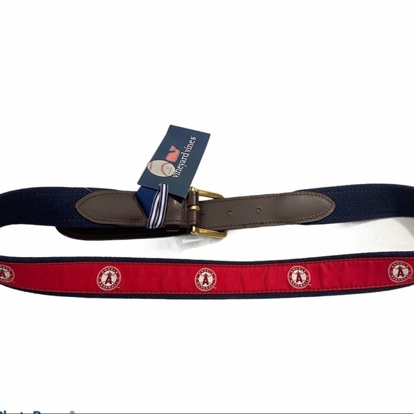 Men’s LA Angels Vineyard Vines Red MLB Canvas Belt - Picture 7 of 14